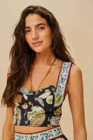 Black Trip Souvenir Topstitching Organic Cotton Top NonIrritating Simple Fashion