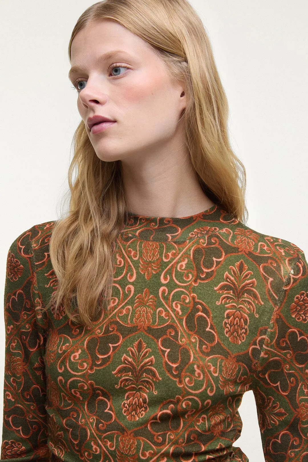 NonRestrictive Movement WrinkleResistantCloth Luana Long-Sleeve Knitted Top