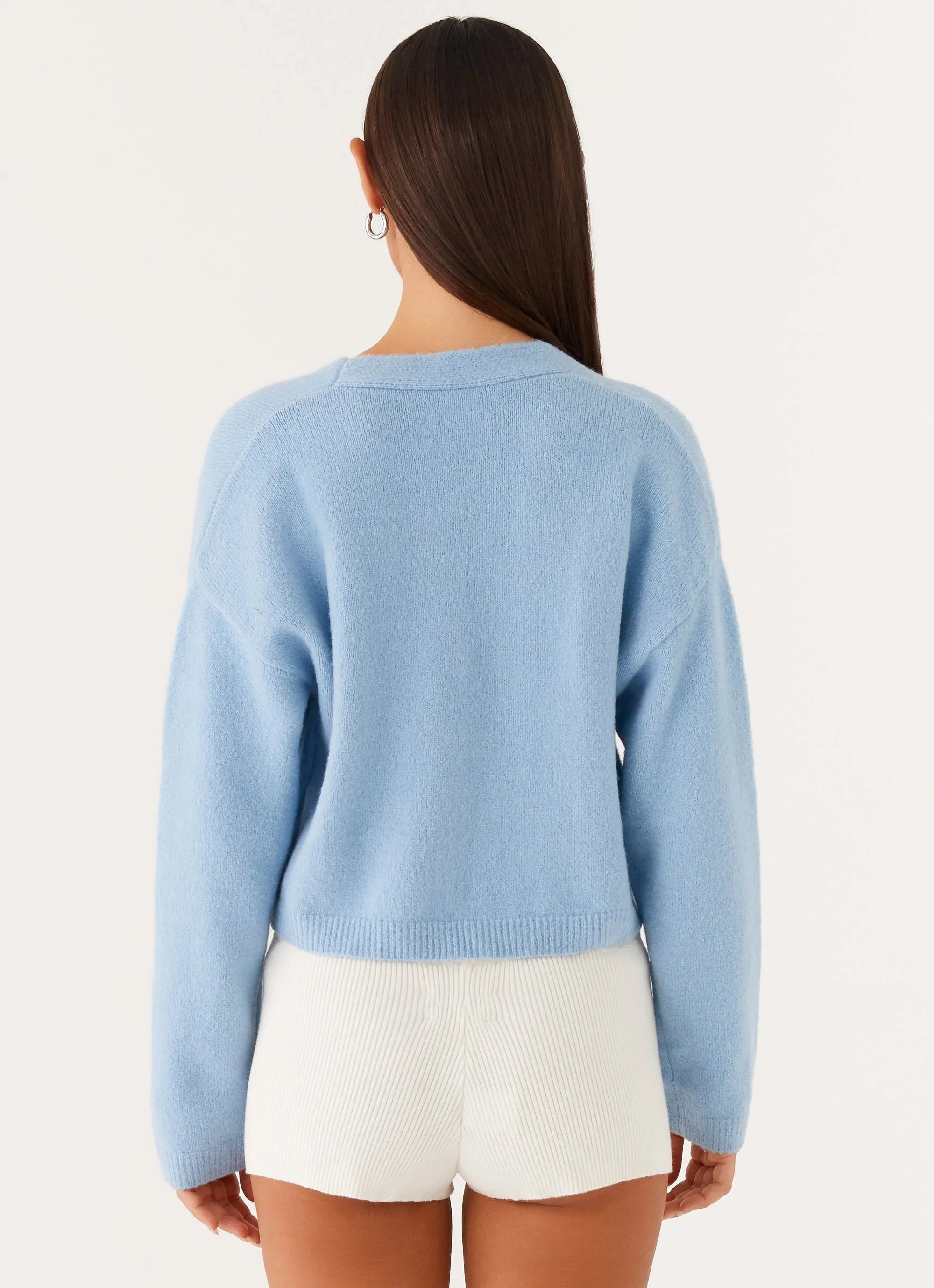 Non Bulky Profile Modern Layers Lenka Oversized Cardigan - Blue