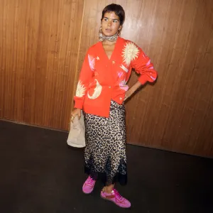 Bold Cut Leopard Lace Maeva Midi Skirt