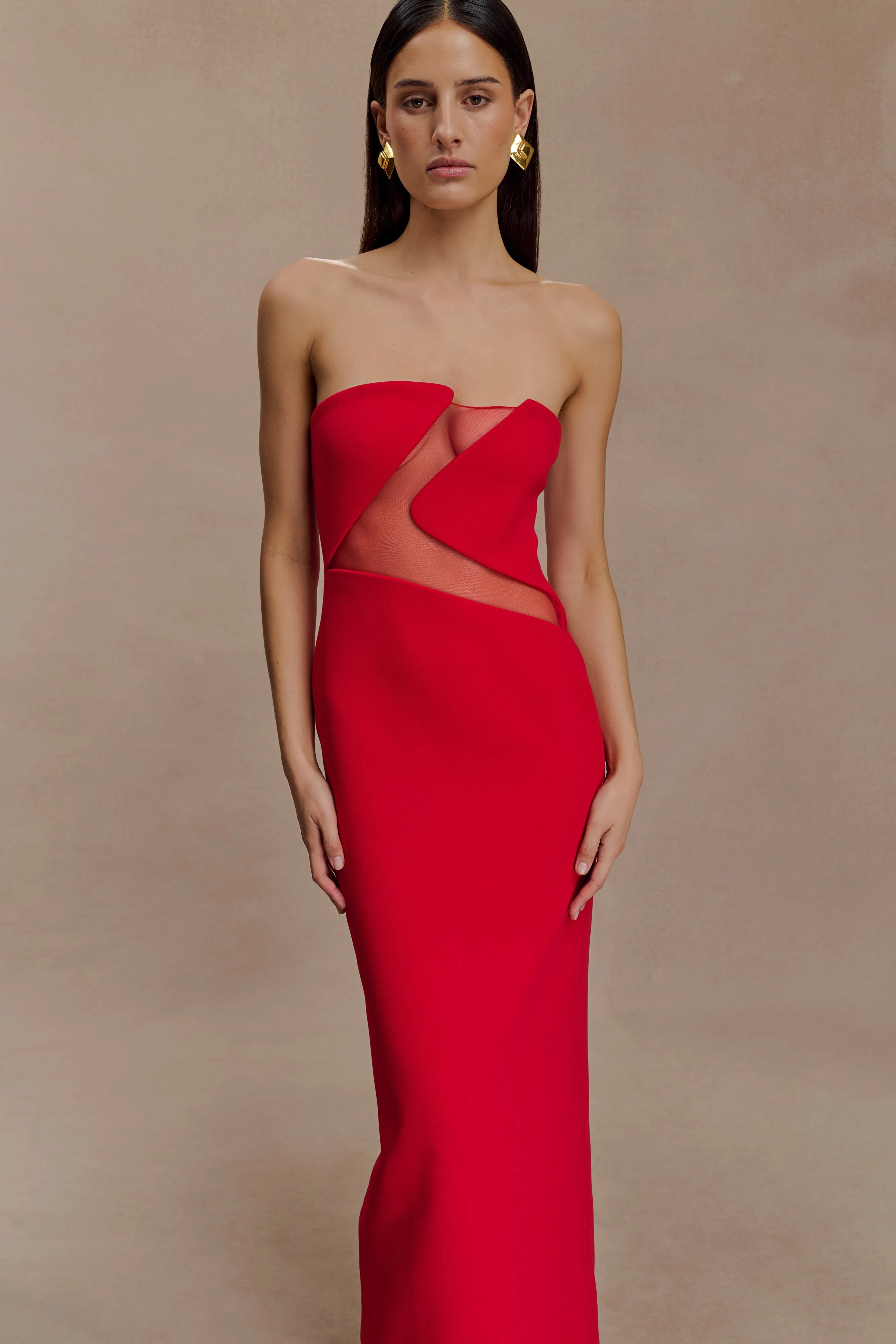 Lianne Strapless Maxi Dress - Red Resort Ready