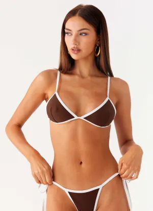 Full Coverage Back Gina Triangle Bikini Top - Chocolate