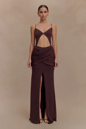Reama Wrap Over Knit Maxi Dress - Chocolate Happy Soul Bright Mood