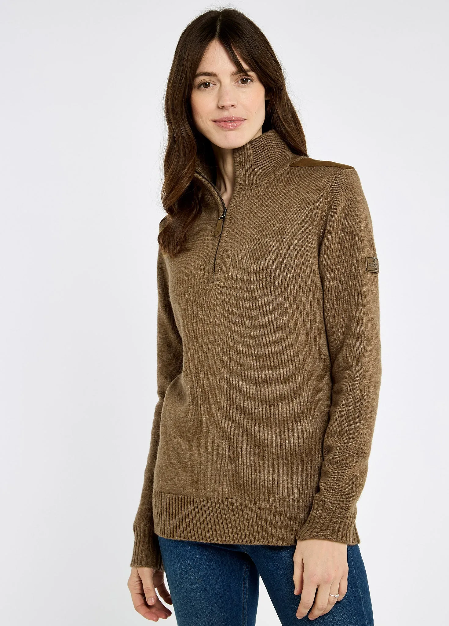 Durable Weave Relax time Hession Women's zip neck sweater - Elk
