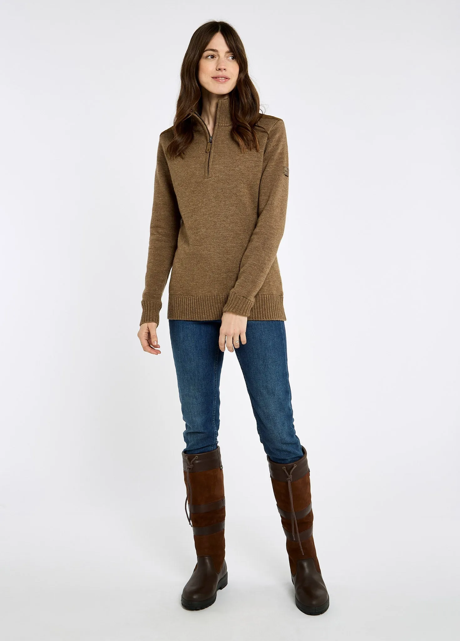 Hession Women's zip neck sweater - Elk Low Impact Manufacturing Durable Reinforced Hems