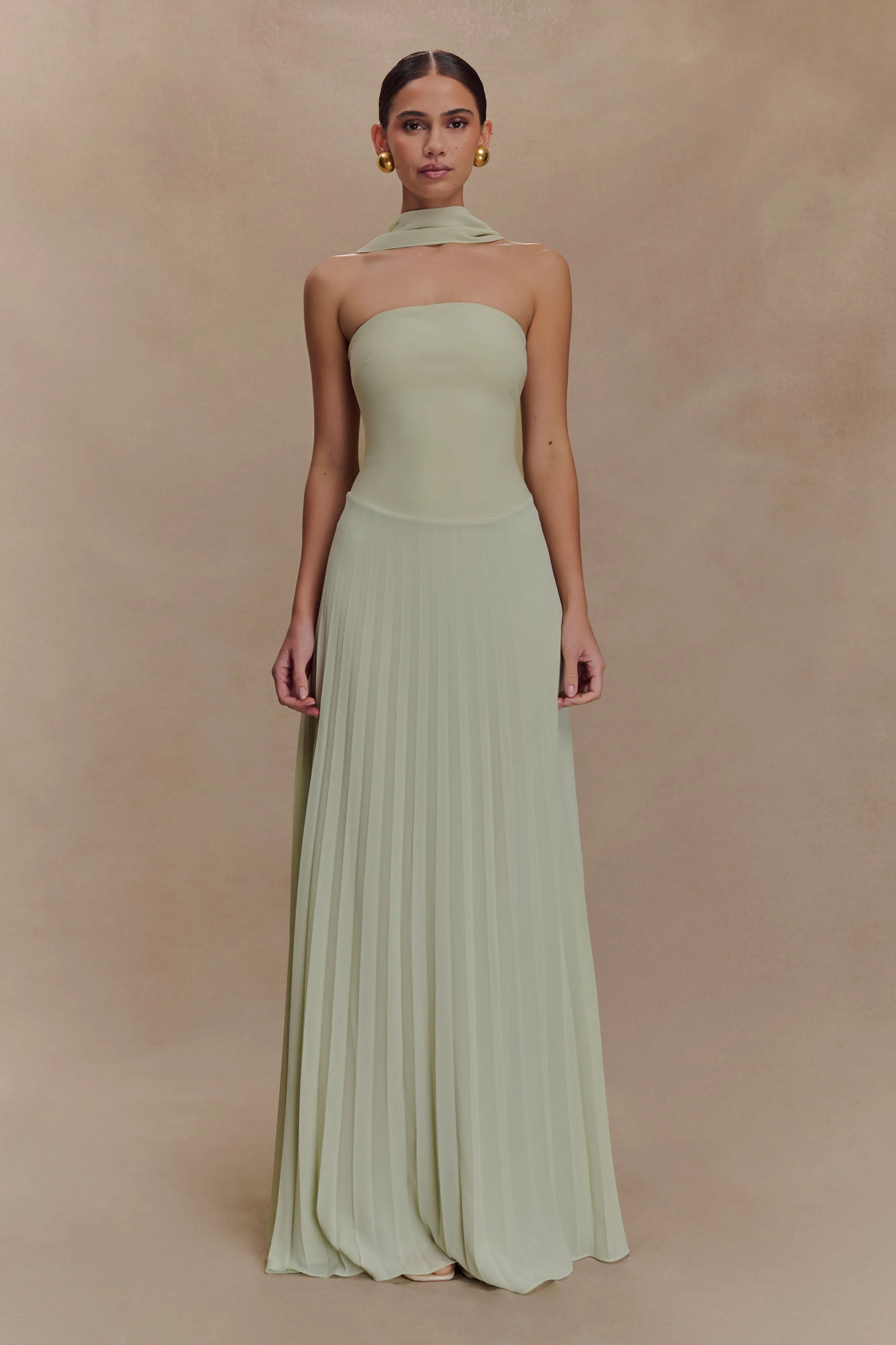 Caira Chiffon Scarf Maxi Dress - Sage Daily Chic