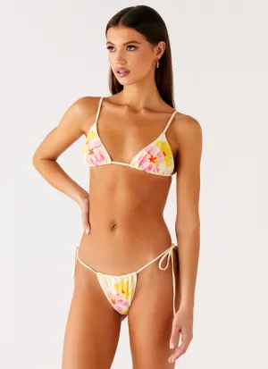 Lissy Bikini Bottoms - Yellow Flower Anti microbial coating