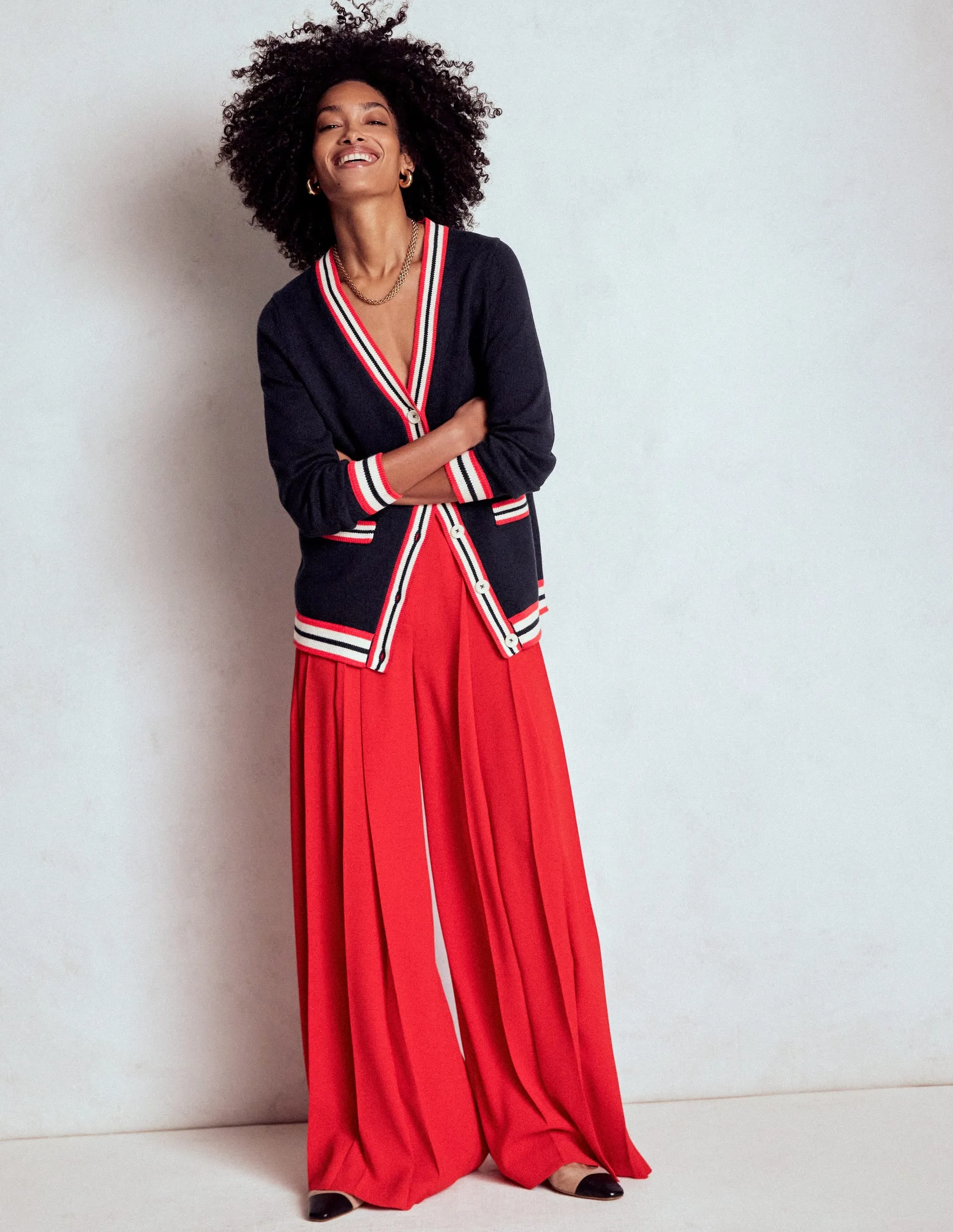 Home Trend Garment Dyed Long Cotton V-neck Cardigan-Navy