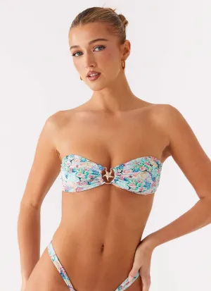 Lory Strapless Bikini Top - Santorini Floral Poolside-Chic Earthy-Tones