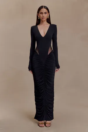 garden wedding Happy Soul Louanne Slinky Long Sleeve Maxi Dress - Black