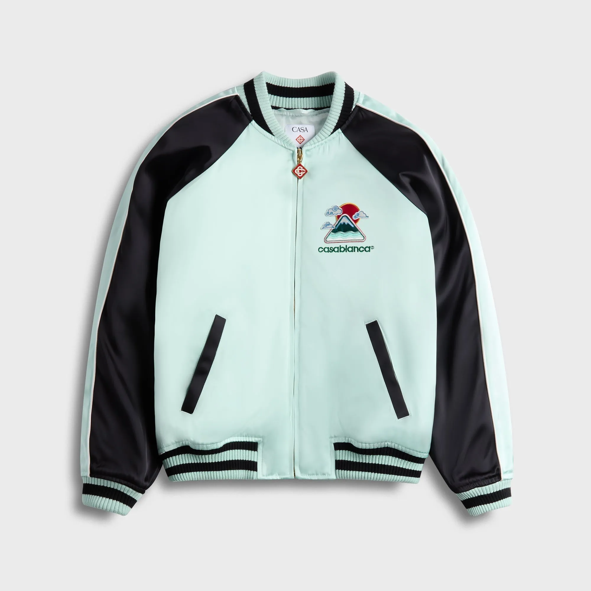 Relaxed Daily Style Casablanca Bomber Jacket - Satin Mint