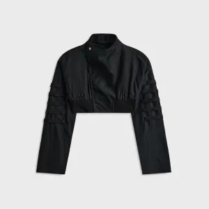 Rick Owens Anthem Flight Bomber Jacket - Black Weekend Casual Adjustable Drawstring Waist