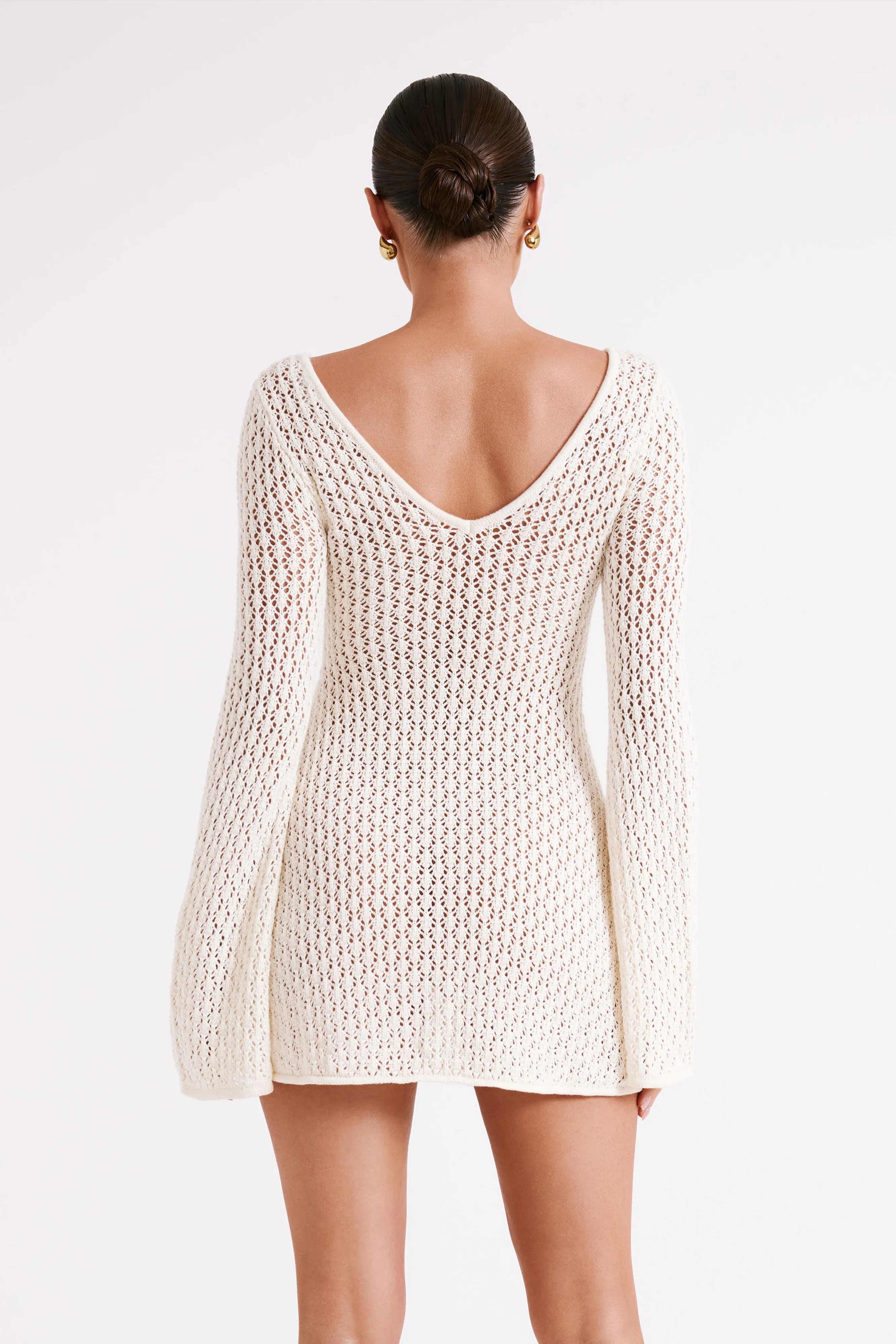 Street Mood Kayleigh Crochet Knit Mini Dress - White