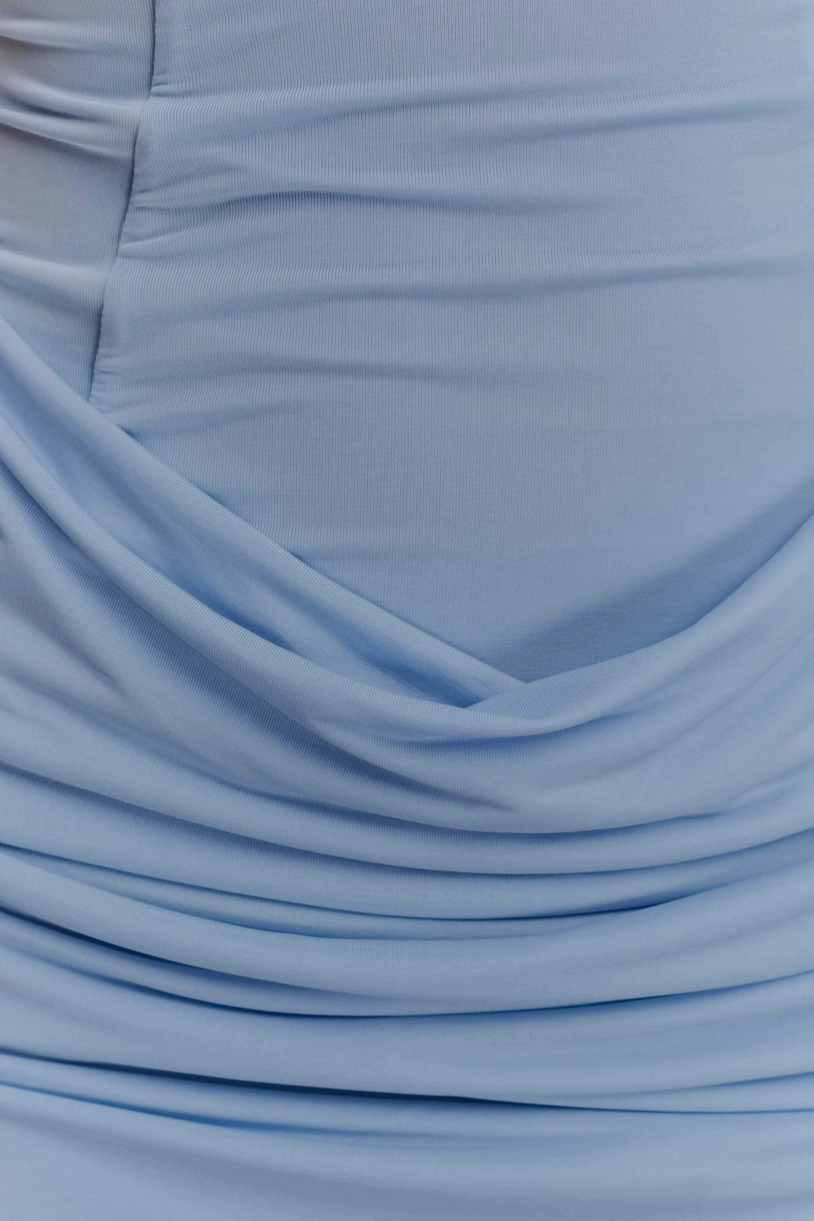 Mattea Slinky And Mesh Mini Dress With Scarf - Powder Blue Flexible Waist Night Appeal