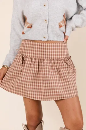 Fall Favorite Light Outfit Lynette Brown Plaid Skirt