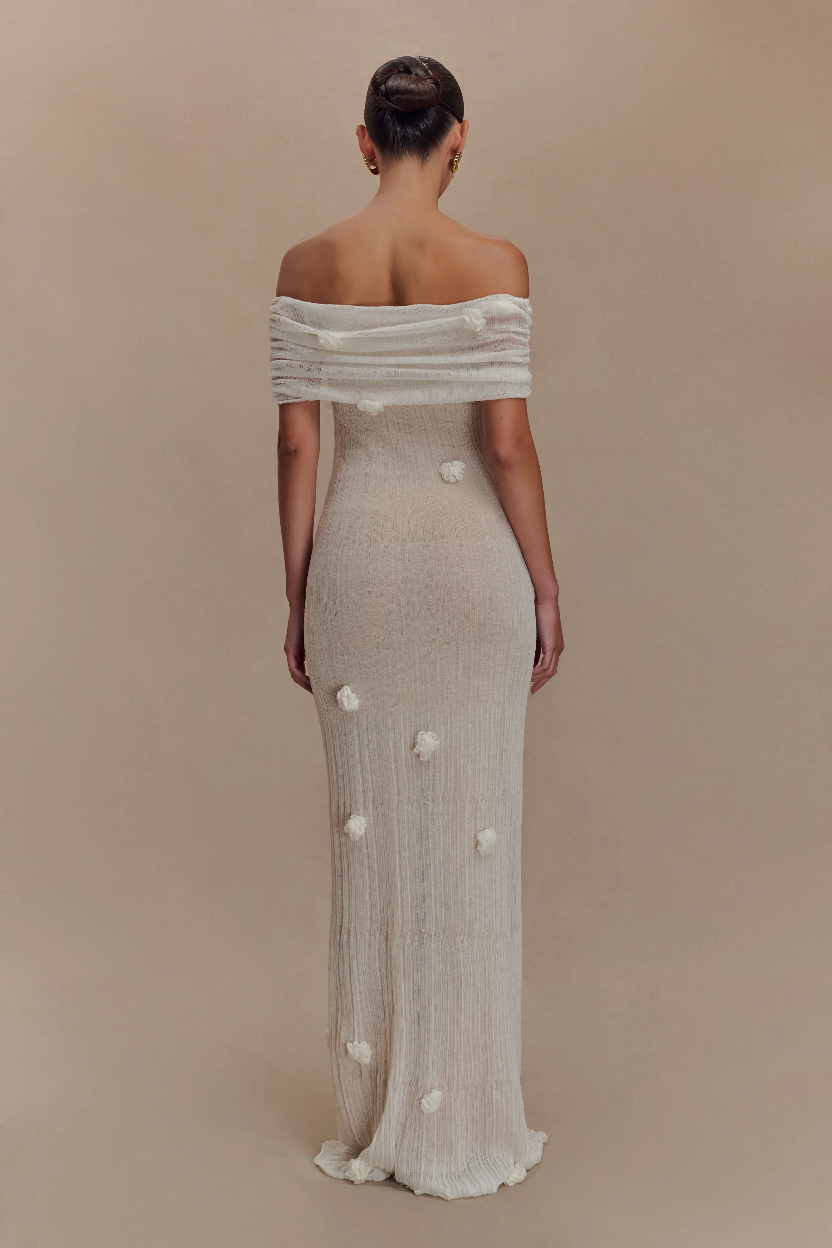 Evening-Wear Brynn Orchid Knit Maxi Dress - Ivory