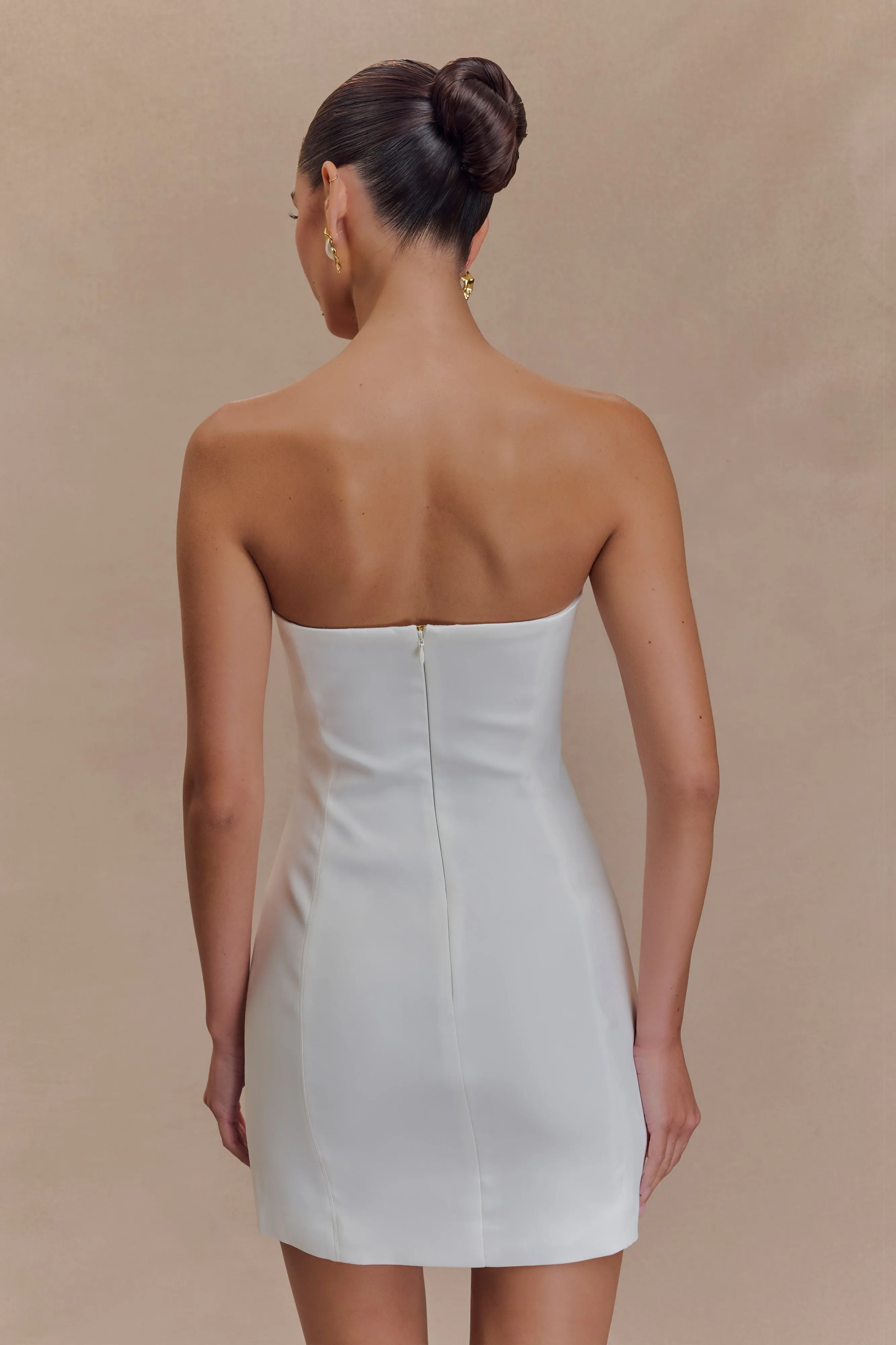 Maci Crepe Mini Dress - White Sleek Form Gender Inclusive