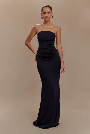 Madison Strapless Slinky Maxi Dress - Black Quick Outfit