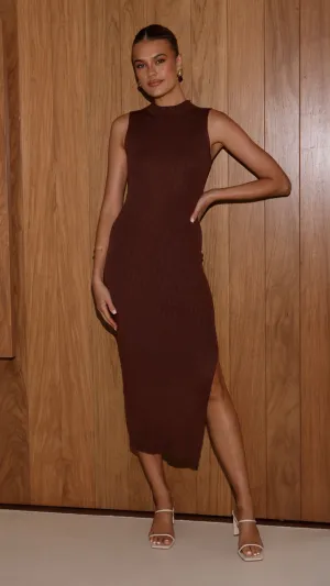 Petite-Size Pocket-Detail Mae Knit Dress - Chocolate