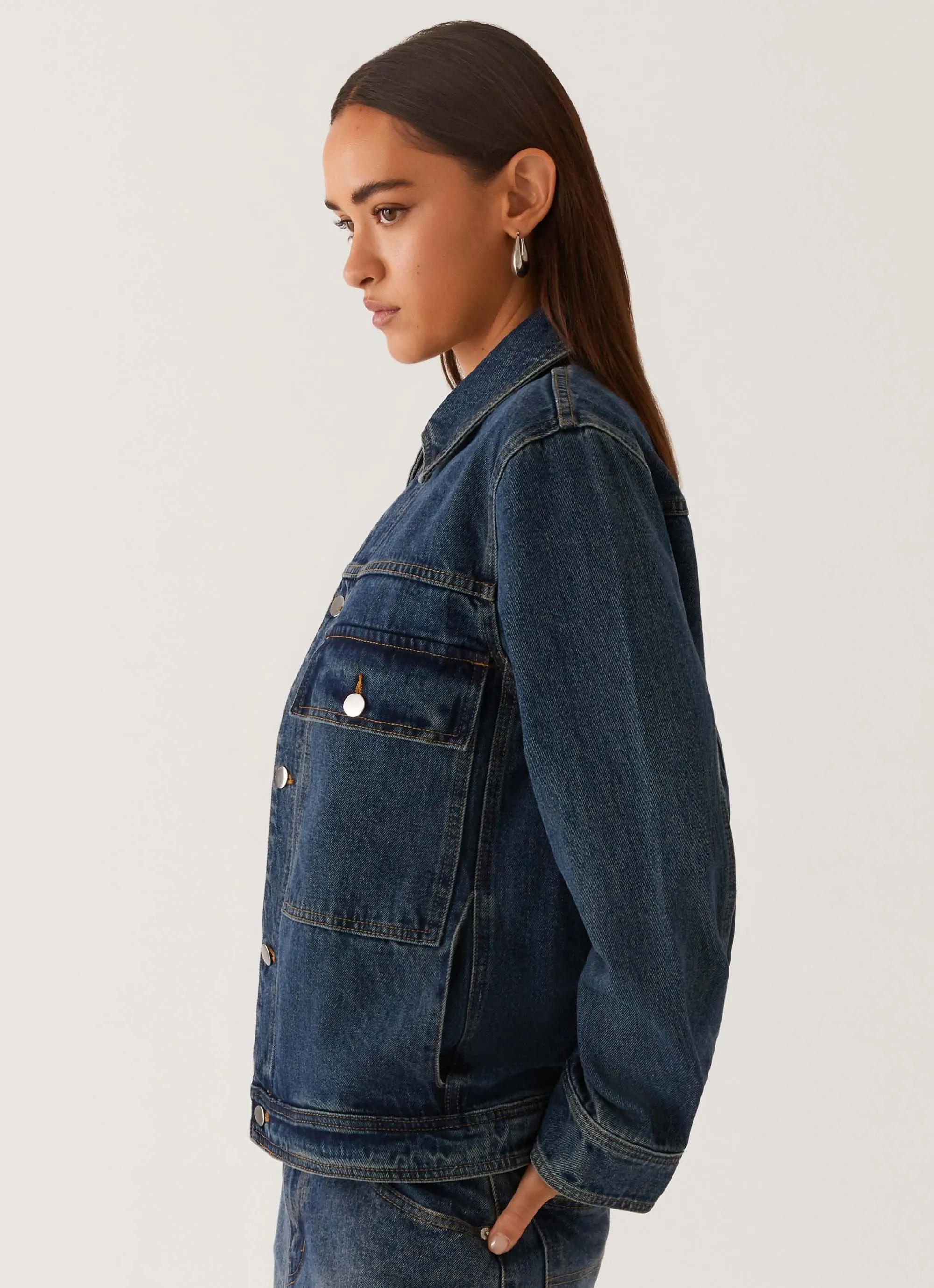 Raelynn Denim Jacket - Indigo Double Buttons Ergonomic Fit