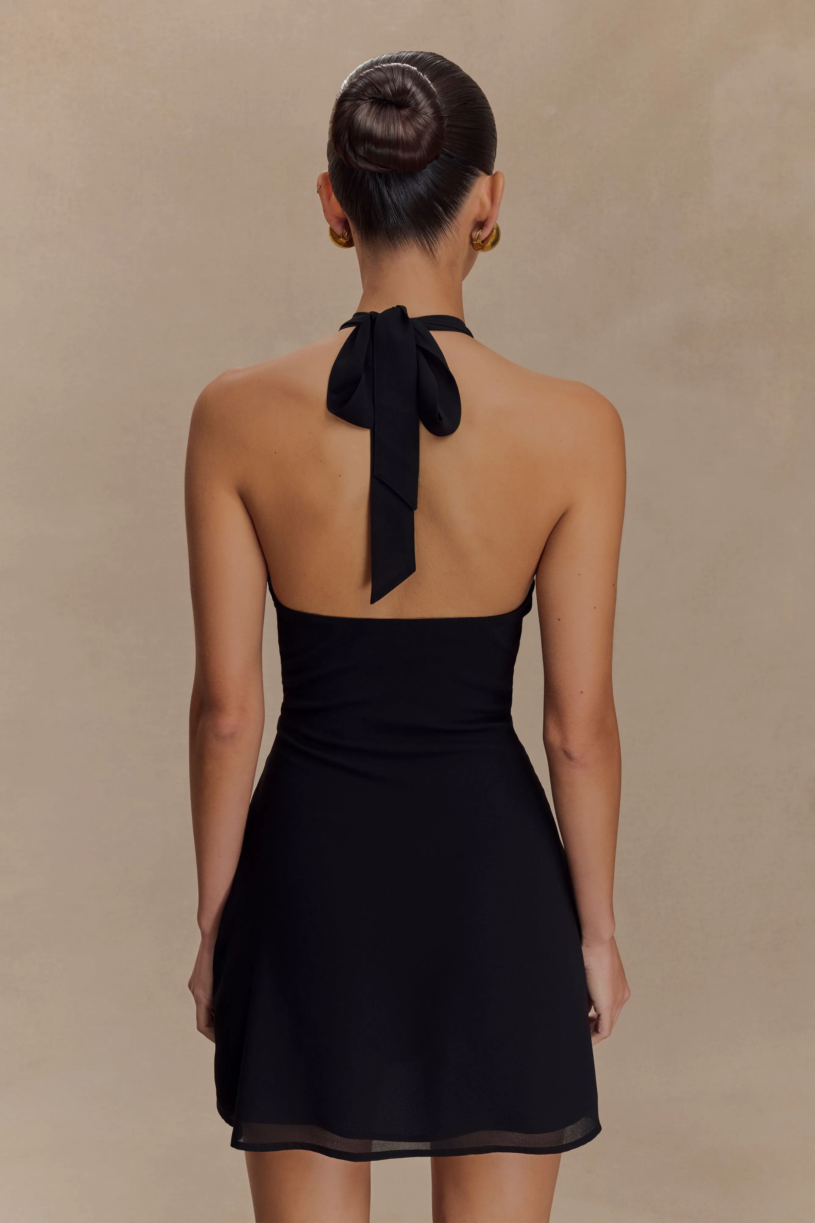 Malakhai Chiffon Halter Mini Dress - Black Feel Good Fresh Stitch