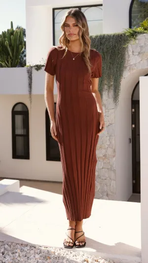 Fitted waist Bless Touch Mari Maxi Dress - Chocolate