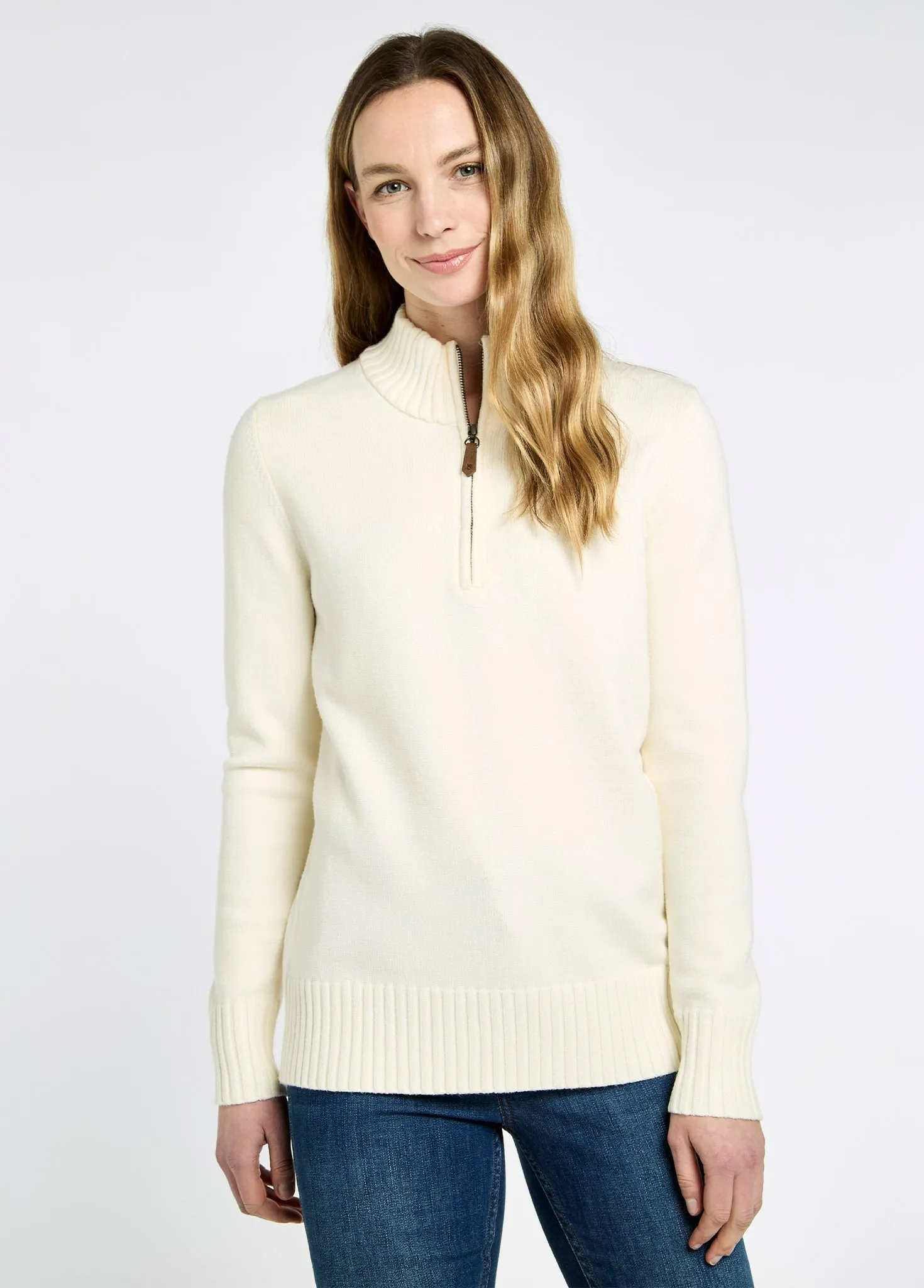 UPF Protection Fall Vibes Markham Women's zip neck sweater - Chalk