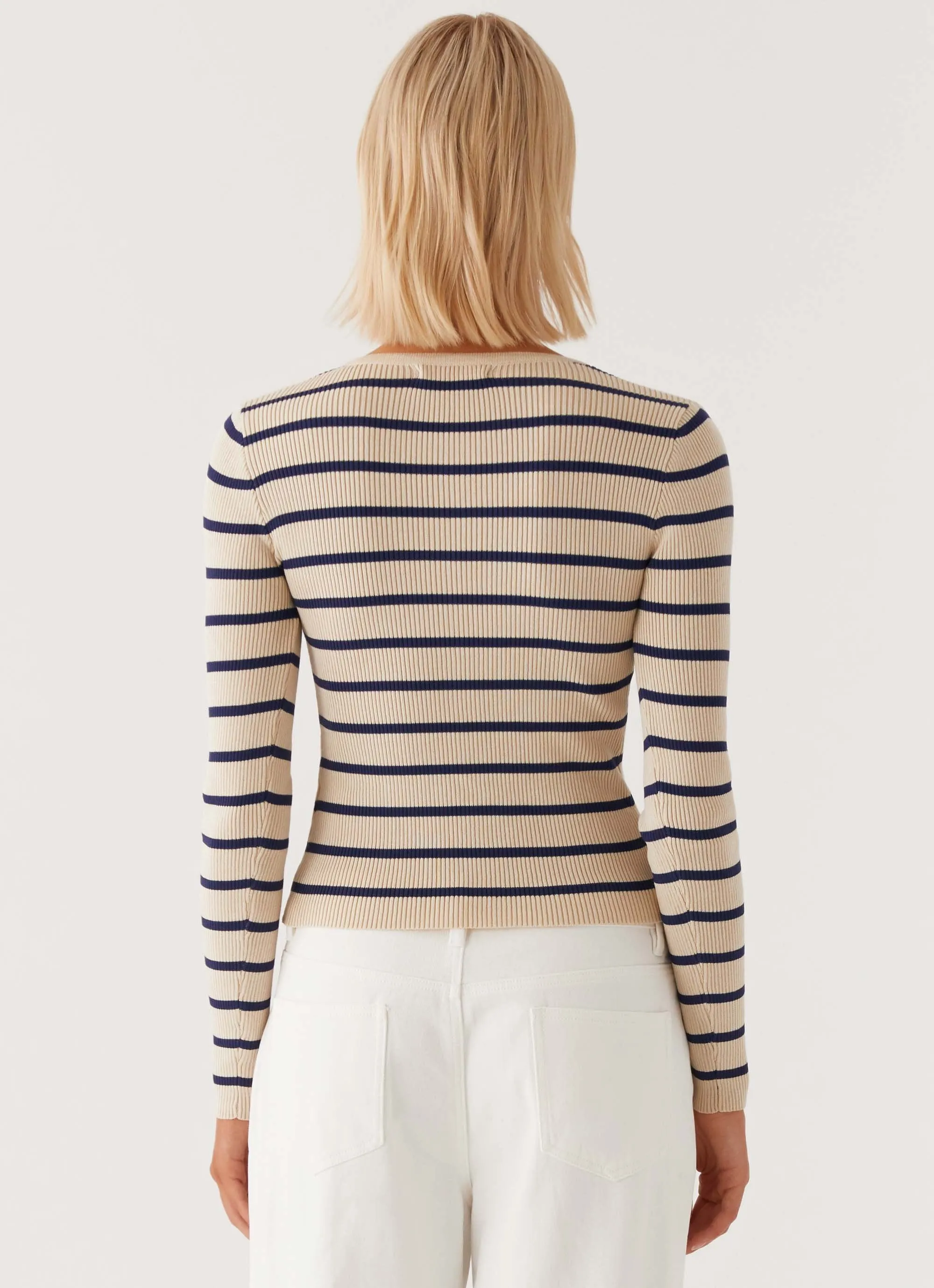 Marlie Knit Top - Multi Stripe Ribbed Structure