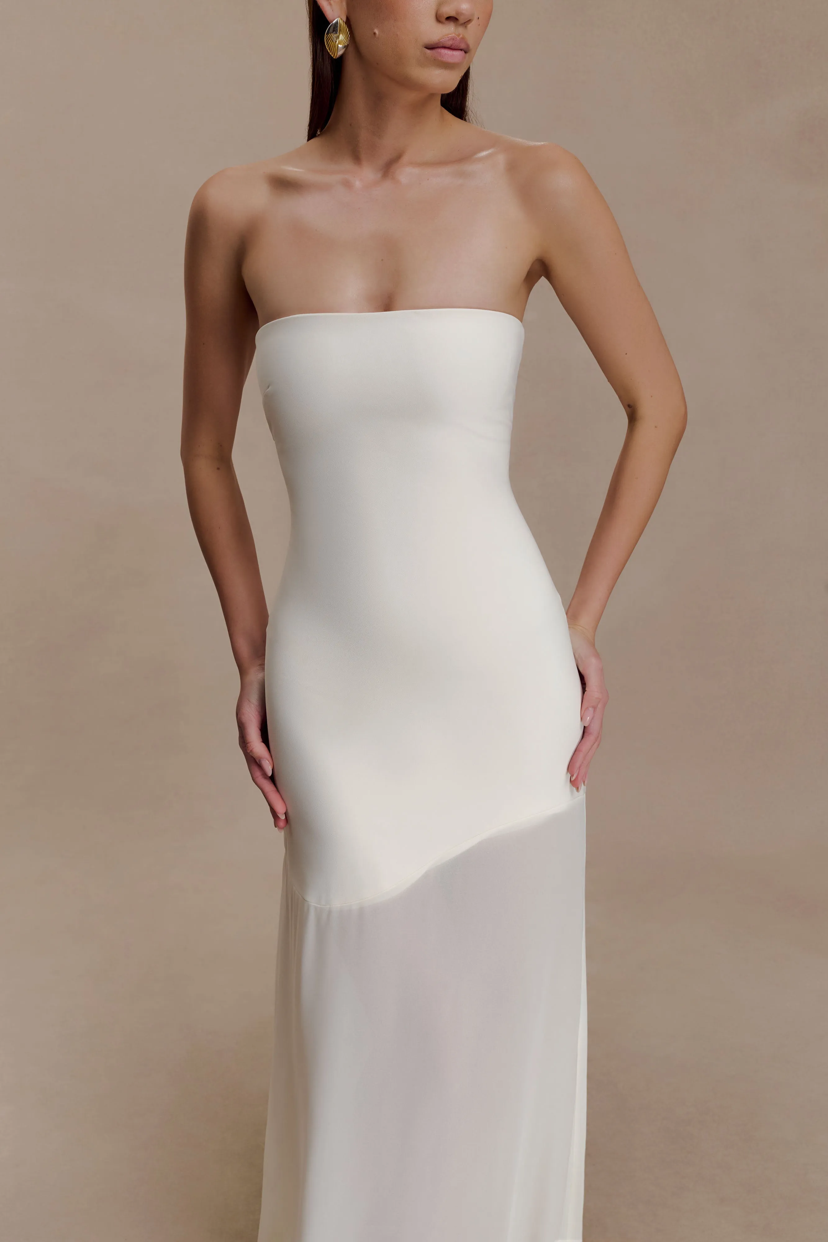 Mason Crepe And Chiffon Maxi Dress - Ivory Trendy Layer Exclusive-Design