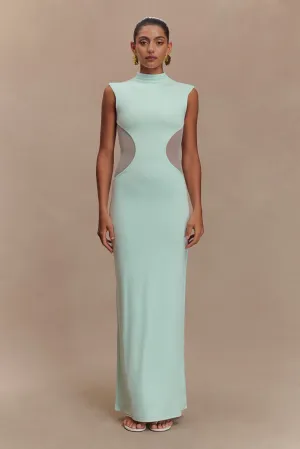Perfect Mood Layered Comfort Massie Slinky And Mesh Maxi Dress - Lagoon