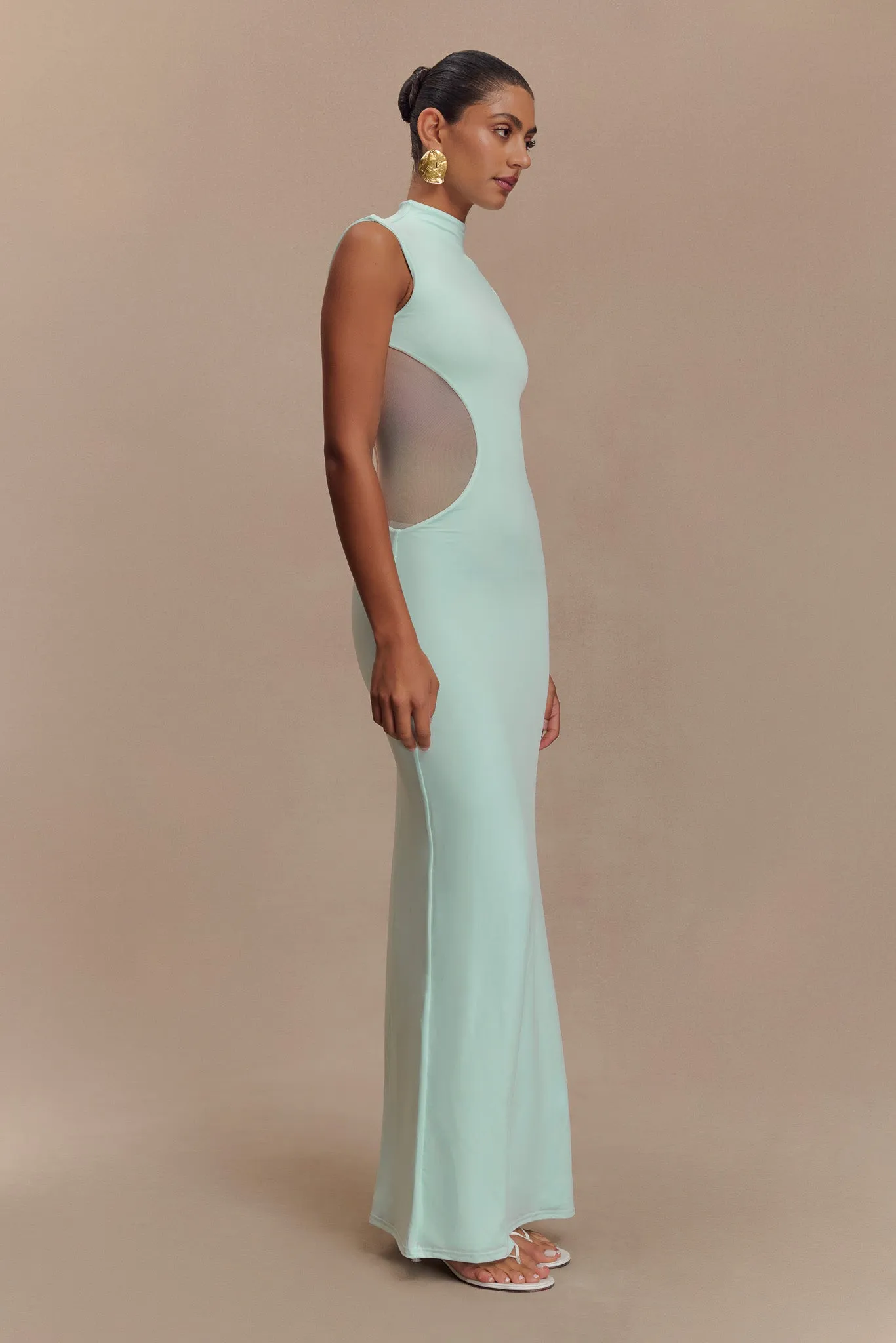 Massie Slinky And Mesh Maxi Dress - Lagoon Street-Style