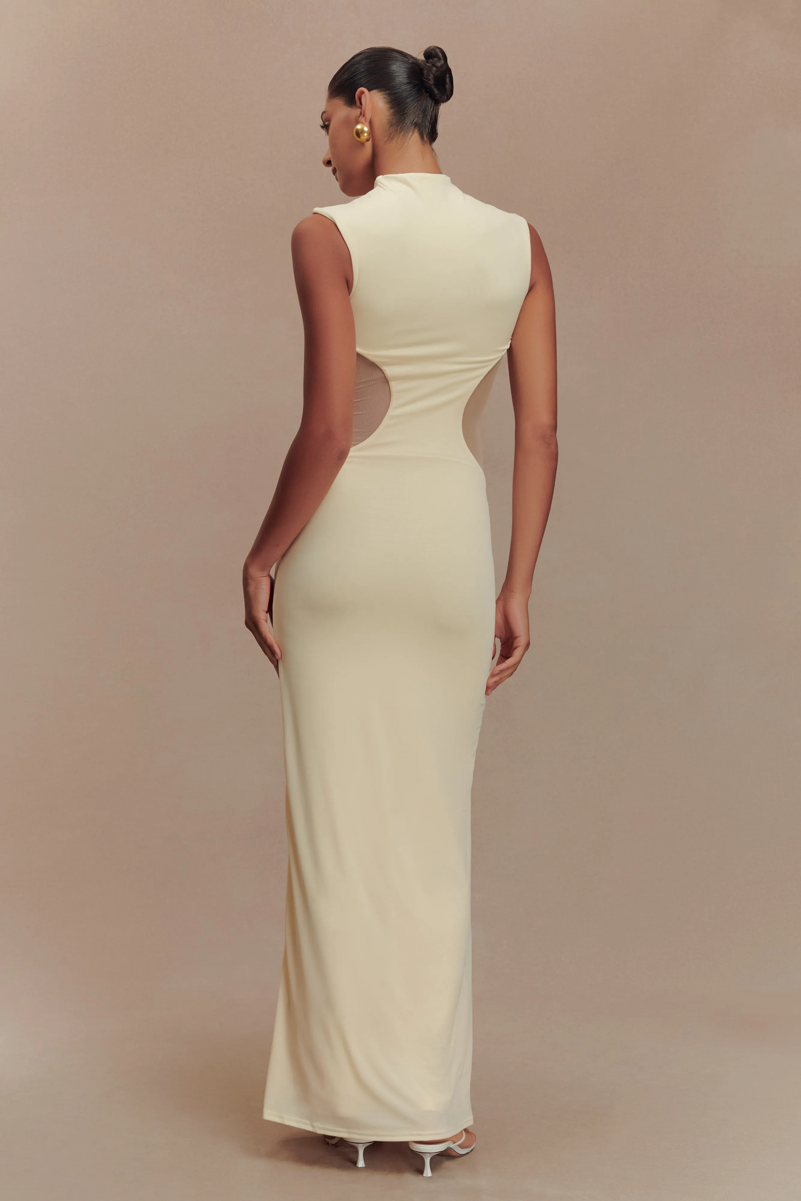 Massie Slinky And Mesh Maxi Dress - Lemon Flattering Style Fit