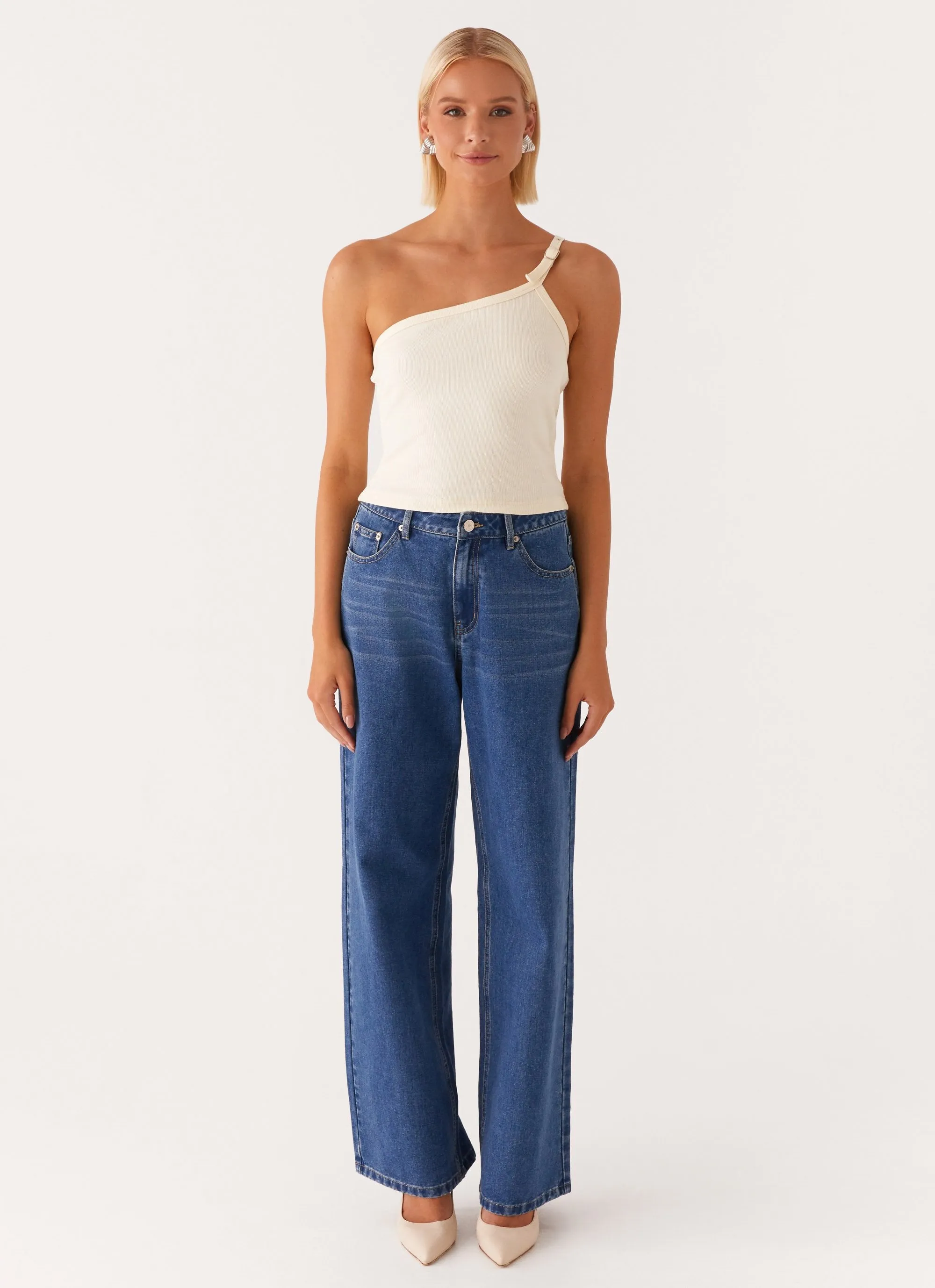 Mataya Buckle Top - Lemon MultiDirectional Stretch