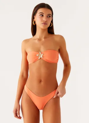 Coastal Vacation High-waisted Taiwan Bandeau Bikini Top - Peach
