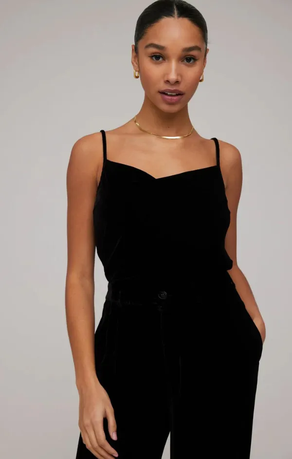 Casual Protection WrinkleResistantClothing Velvet Cowl Neck Camisole