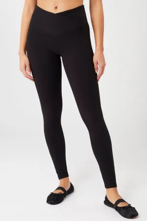 Double Layer Maternity Wear Wrap Legging - Black, GOTS