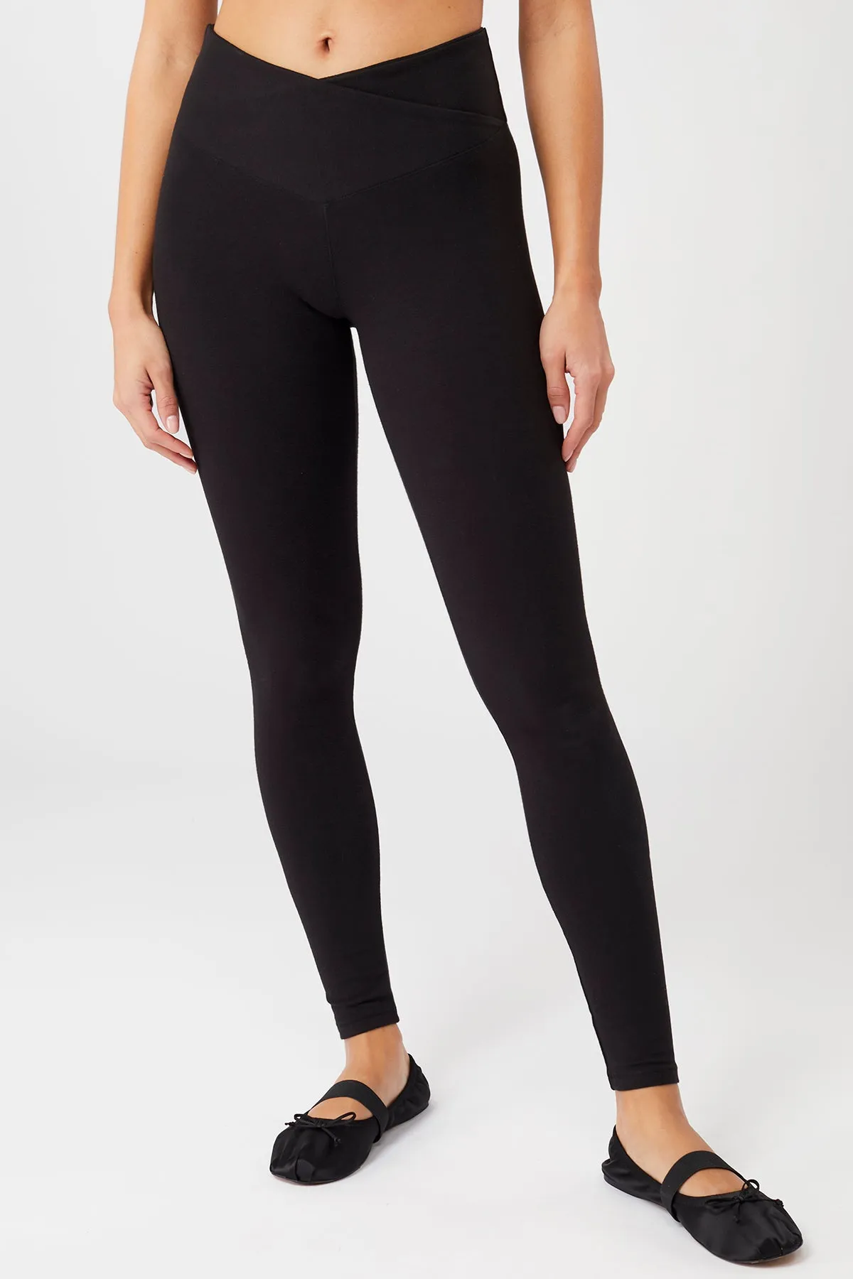 Double Layer Maternity Wear Wrap Legging - Black, GOTS