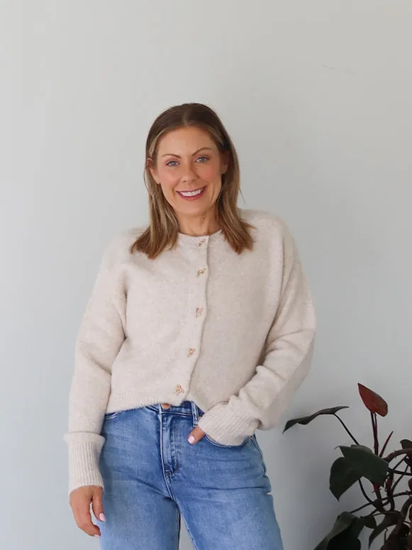 Multi Panel Four Way Stretch Design Mckinley Cardigan - Natural