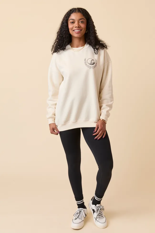 Holiday Wear Meet Me In The Bleachers Baseball Cream Sweatshirt