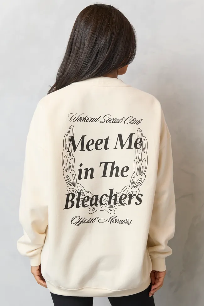 Core Sporty Side Pockets Meet Me In The Bleachers Football Cream Sweatshirt
