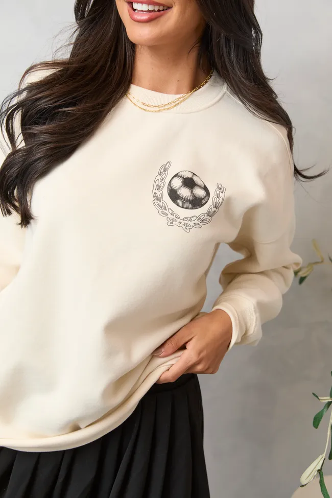 Layer Sporty Travel Active Meet Me In The Bleachers Soccer Cream Sweatshirt