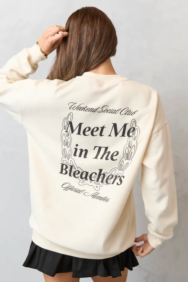 single layer Side Pockets Meet Me In The Bleachers Volleyball Cream Sweatshirt