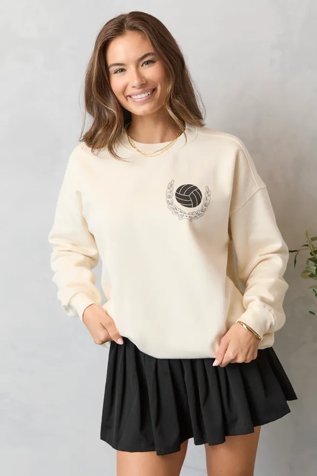 Urban Chic Fashion Top Meet Me In The Bleachers Volleyball Cream Sweatshirt