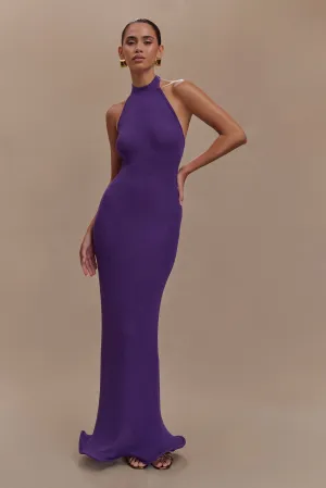 Cool Season Melodie Halter Knit Maxi Dress - Purple