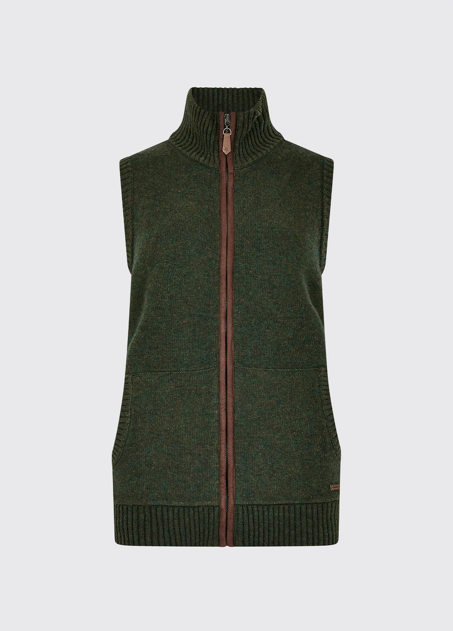 Urban Casual Look Sheedy Full Zip Sweater Vest - Olive