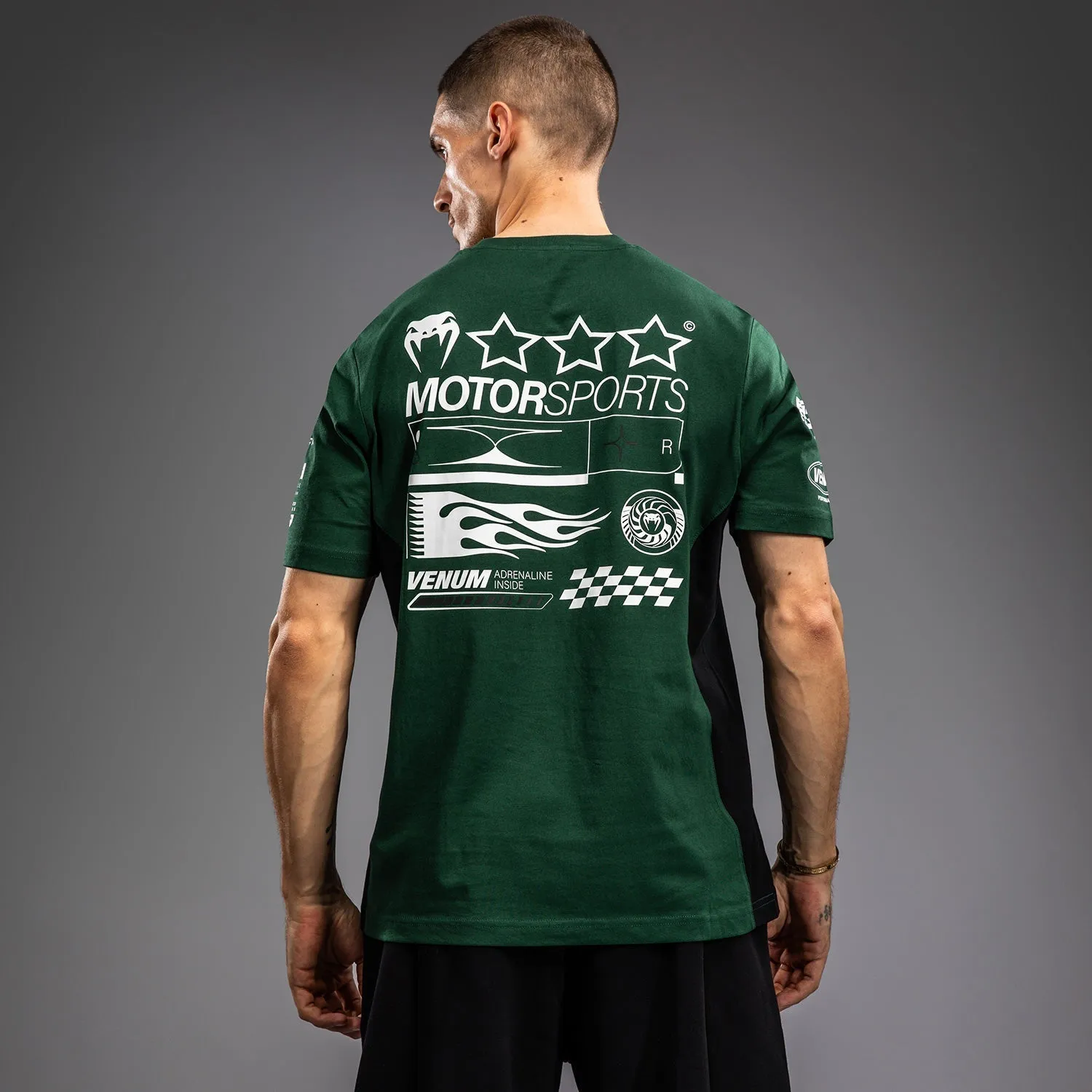 PreShrunkCotton Breathable Active Wear Venum Motorsport T-Shirt - Deep Forrest