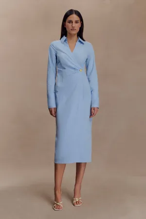 Mikaila Asymmetric Shirt Dress - Blue Skin Touch