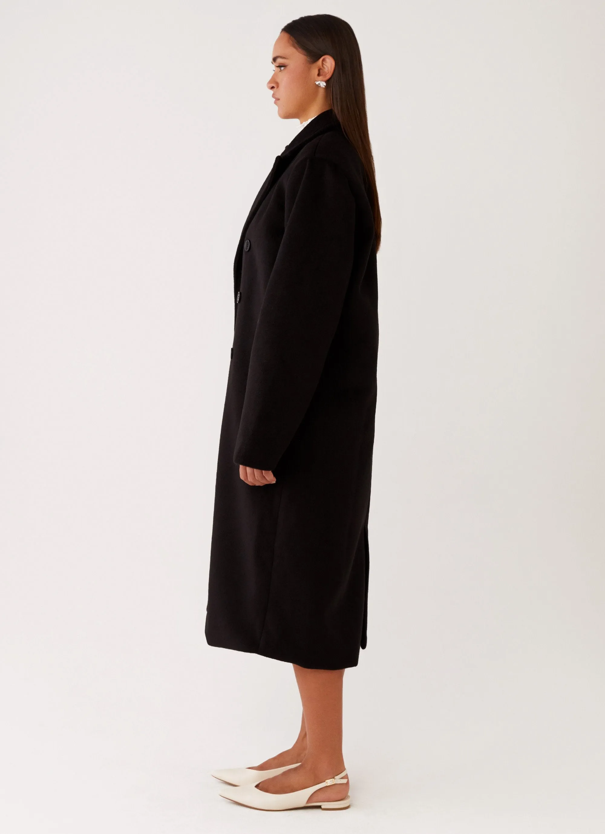 Gianni Double Breast Coat - Black Non Bulky Profile