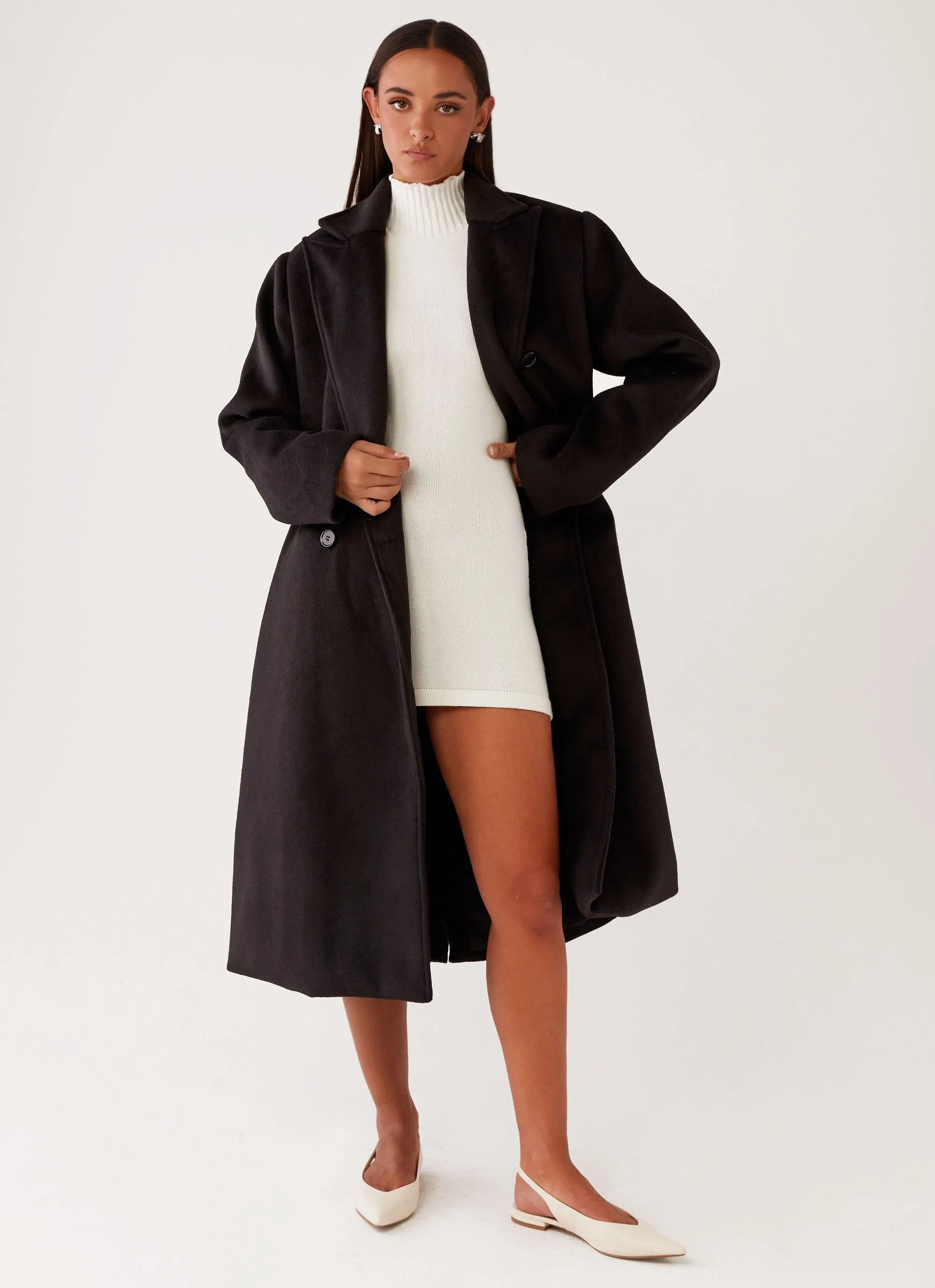 Layered Cuff System Bonded Seam Technology Gianni Double Breast Coat - Black