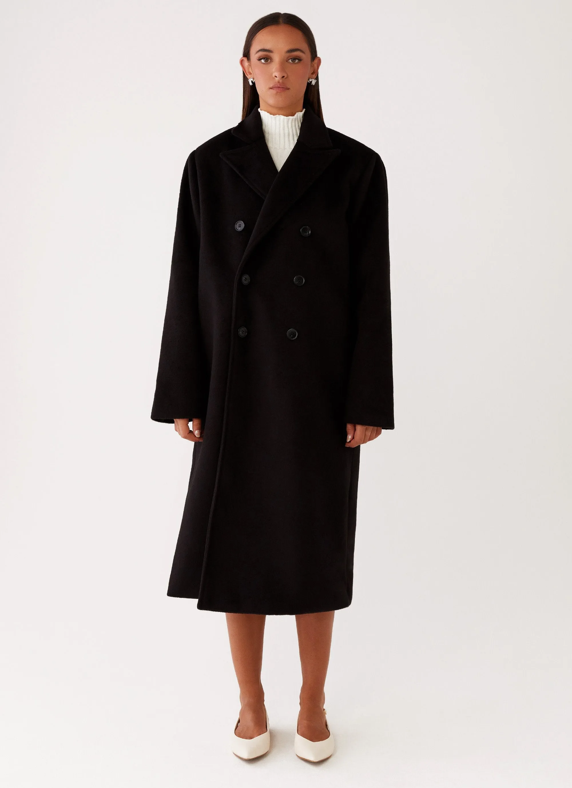 Hooded styles All Weather Piece Gianni Double Breast Coat - Black